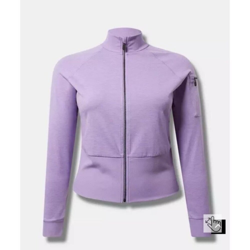 Super Soft Performance Jersey Funnel Neck Zip Purple Jacket NWOT Torrid Size 1